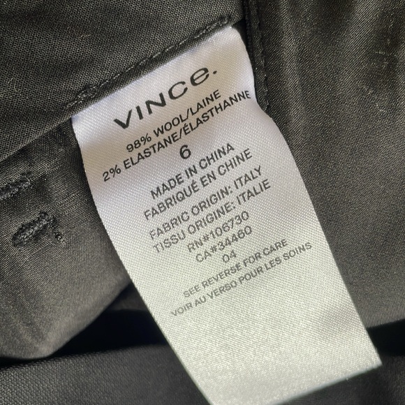 Vince Black 98% Wool Flat Front Unlined Tapered Leg Pants 6 - Picture 4 of 7